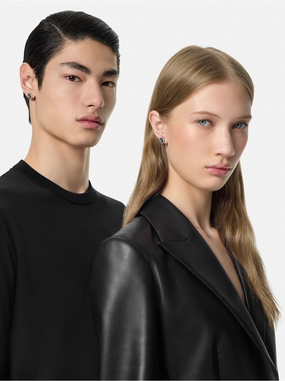 Versace Silver-tone Black Medusa Stud Earrings - Picture 3 of 6